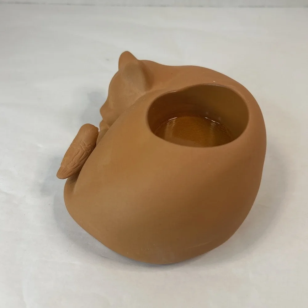 PARTYLITE Terracotta CAT NAP Tealight Votive Candle Holder P7842